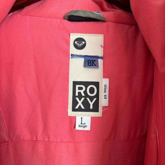 Roxy Women's Snow Ski Coat Winter Jacket Green Grey Floral Hooded Size Large - Picture 6 of 14